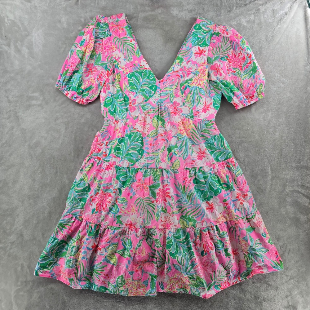 Lilly Pulitzer Women 12 Nalani Dress Pink Floral Journey to the Jungle